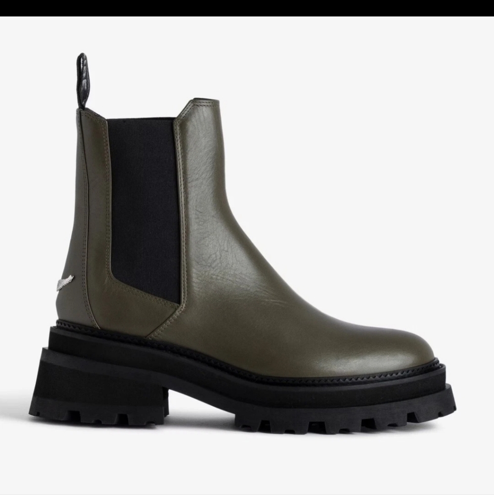Zadig & Voltaire Ride Chelsea Military Boots Leather $648, Sz 37, NIB!
